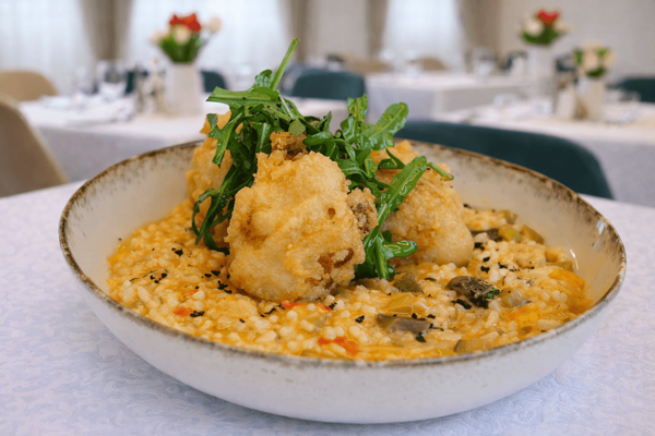 Risotto cu legume și conopidă pane